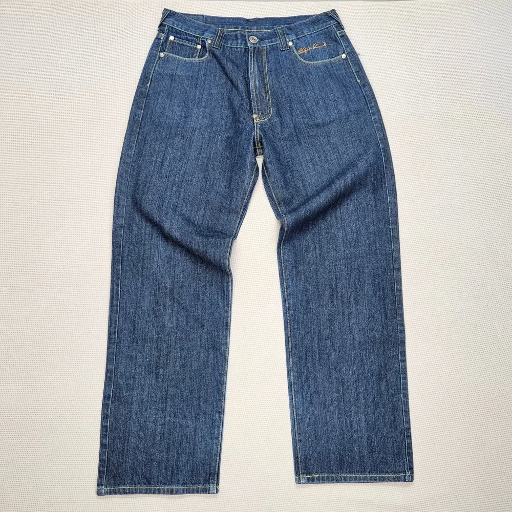 Vintage Don Baggy Jeans‎ Mens 34x32 Dark Wash Wide Leg Y2K Streetwear Distressed